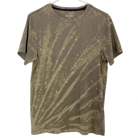 RHONE Reverse Tie Dye Tee T-Shirt Mens Size Small Pima Cotton Crewneck Tan Cream - Picture 1 of 11